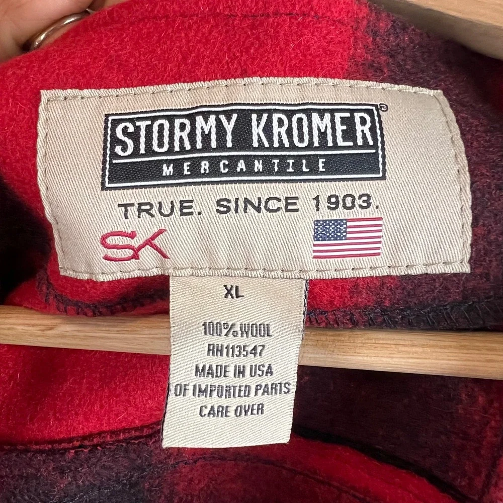 Stormy Kromer Mens Red Black Buffalo Plaid 100% Wool Button Front Vest XL USA